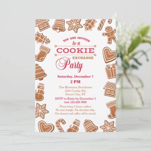 Retro-Weihnachtskochtausch-Party Einladung (Stehend Vorderseite)