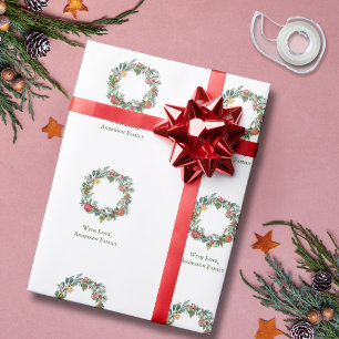 Retro-Weihnachtskranz und -Ornamente nach Maß Geschenkpapier