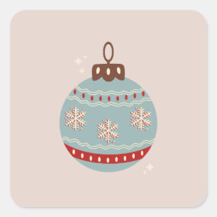Retro-Weihnachtskugel im Vintage-Stil Quadratischer Aufkleber