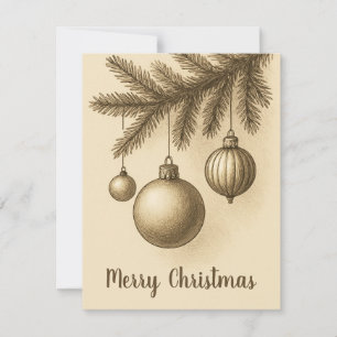 Retro-Weihnachtskugeln Einfach Saisonale Trendige Feiertagskarte