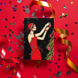 Retro Weihnachtskunst Deko Lady Feiertagskarte