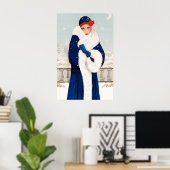 Retro Weihnachtskunst Deko Lady Poster (Heimbüro)