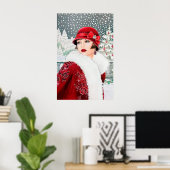 Retro Weihnachtskunst Deko Lady Poster (Heimbüro)
