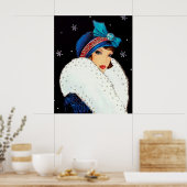 Retro Weihnachtskunst Deko Lady Poster (Küche)