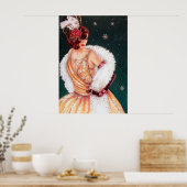 Retro Weihnachtskunst Deko Lady Poster (Küche)