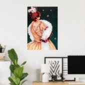 Retro Weihnachtskunst Deko Lady Poster (Heimbüro)