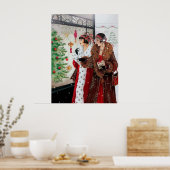 Retro Weihnachtskunst Deko Lady Poster (Küche)