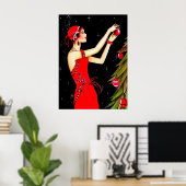 Retro Weihnachtskunst Deko Lady Poster (Heimbüro)