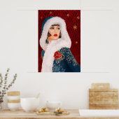 Retro Weihnachtskunst Deko Lady Poster (Küche)