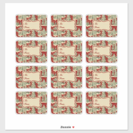 Retro-Weihnachtslandschaft im Vintage-Stil Aufkleber (Blatt)
