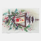 Retro-Weihnachtslattern Geschirrtuch (Horizontal)