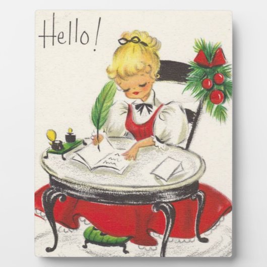 Retro-Weihnachtsmädchen Fotoplatte (Vorderseite)