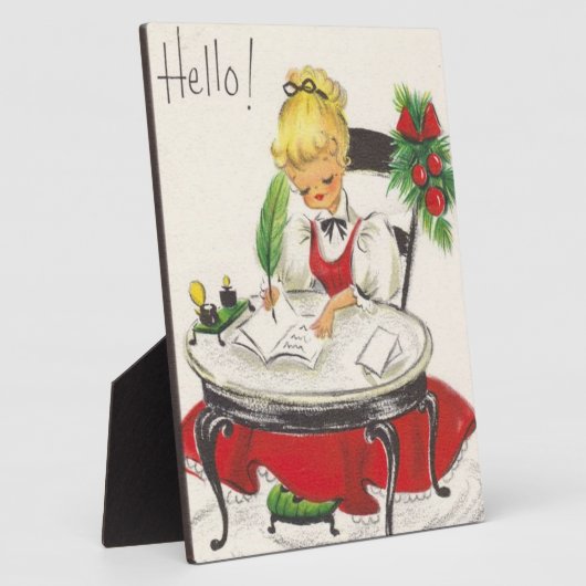 Retro-Weihnachtsmädchen Fotoplatte (Seite)