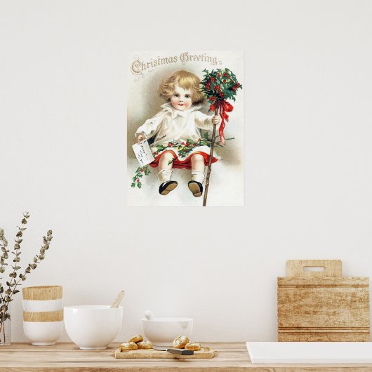Retro-Weihnachtsmädchen Poster (Küche)