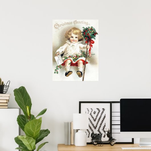 Retro-Weihnachtsmädchen Poster (Heimbüro)