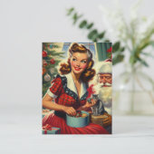 Retro-Weihnachtsmädchen Postkarte (Stehend Vorderseite)