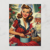 Retro-Weihnachtsmädchen Postkarte (Vorderseite)