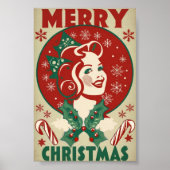 Retro Weihnachtsmädchen Traditionelles Design Poster (Vorne)