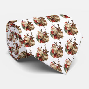 Retro Weihnachtsmann auf einem Rentier Muster Krawatte