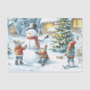 Retro-Weihnachtsmann aus Schnee und Kinder Seidenpapier