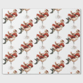 Retro Weihnachtsmann-Cocktail Weihnachten Geschenkpapier (Flach)