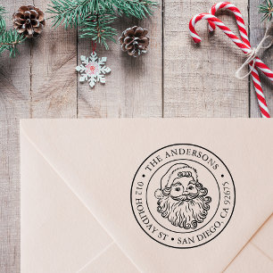 Retro Weihnachtsmann-Feiertags-Rücksendeadresse Permastempel