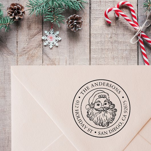 Retro Weihnachtsmann-Feiertags-Rücksendeadresse Permastempel