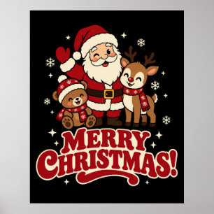 Retro Weihnachtsmann Frohe Weihnachten Mattes Post Poster