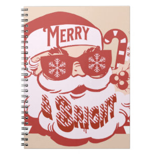Retro Weihnachtsmann Frohe Weihnachten Pink Rot Notizblock