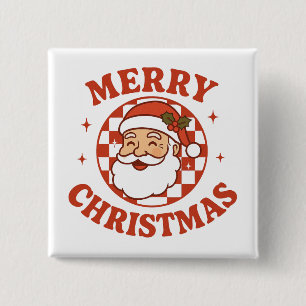 Retro Weihnachtsmann Frohe Weihnachten Vintage Button
