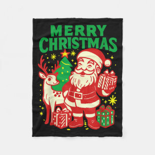 Retro Weihnachtsmann Frohe Weihnachten Vintage-Fei Fleecedecke
