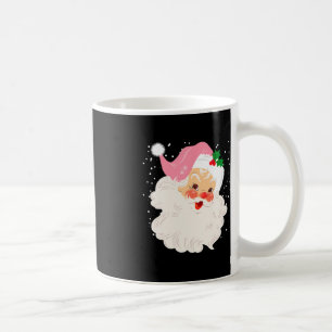 Retro-Weihnachtsmann-Gesicht mit rosa Hut Vintage- Kaffeetasse