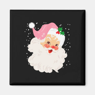 Retro-Weihnachtsmann-Gesicht mit rosa Hut Vintage- Magnet