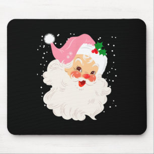 Retro-Weihnachtsmann-Gesicht mit rosa Hut Vintage- Mousepad