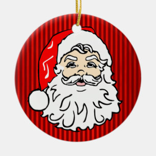Retro-Weihnachtsmann-Gesicht Rot Keramik Ornament