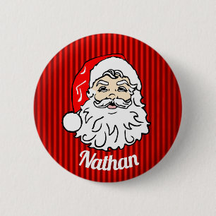 Retro-Weihnachtsmann-Gesicht Rot Personalisiert Button