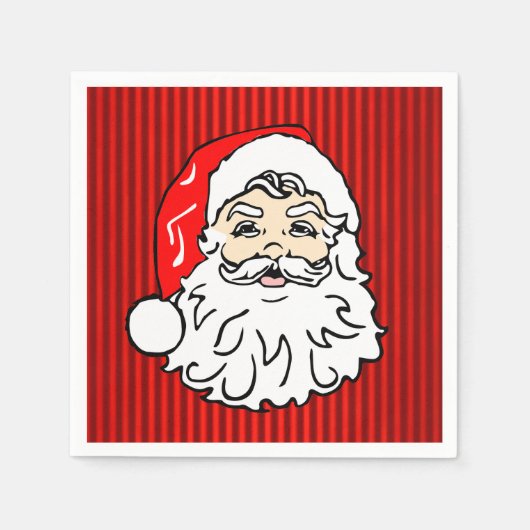 Retro-Weihnachtsmann-Gesicht Rot Serviette (Vorderseite)