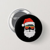 Retro-Weihnachtsmann-Gesicht Sonnenbebrillte Weihn Button (Vorne & Hinten)