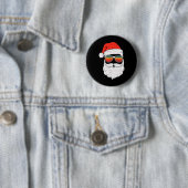 Retro-Weihnachtsmann-Gesicht Sonnenbebrillte Weihn Button (Beispiel)