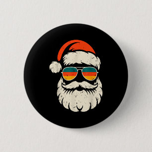 Retro Weihnachtsmann-Gesicht-Sonnenbrille Lustiger Button