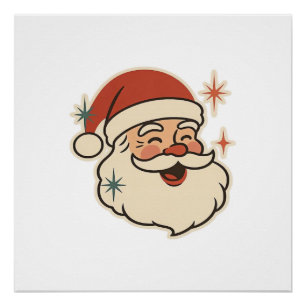 Retro-Weihnachtsmann-Gesicht – Vintage Weihnachtsf Poster