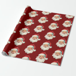 Retro-Weihnachtsmann-Gesicht Weihnachten Rot Geschenkpapier