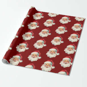 Retro-Weihnachtsmann-Gesicht Weihnachten Rot Geschenkpapier