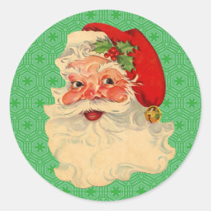 Retro-Weihnachtsmann-Gesichtsaufkleber im Vintage- Runder Aufkleber
