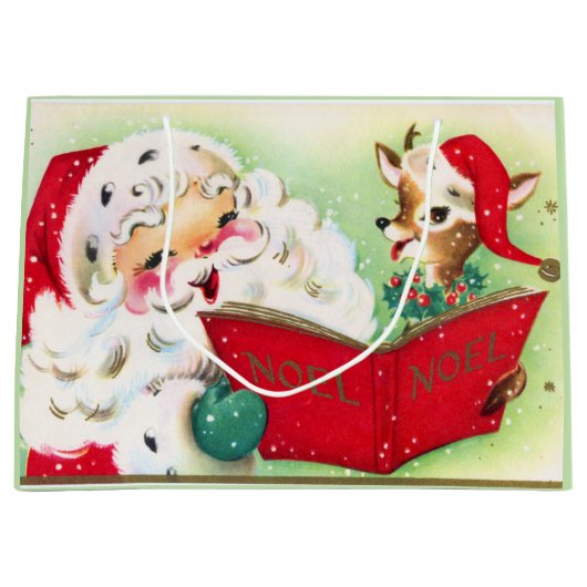 Retro-Weihnachtsmann Große Geschenktüte (Vorderseite)