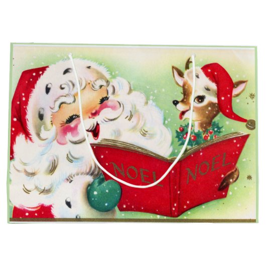 Retro-Weihnachtsmann Große Geschenktüte (Rückseite)