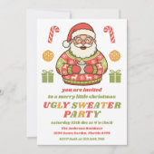Retro Weihnachtsmann-Hässlich Pullover-Party Edita Einladung (Vorderseite)