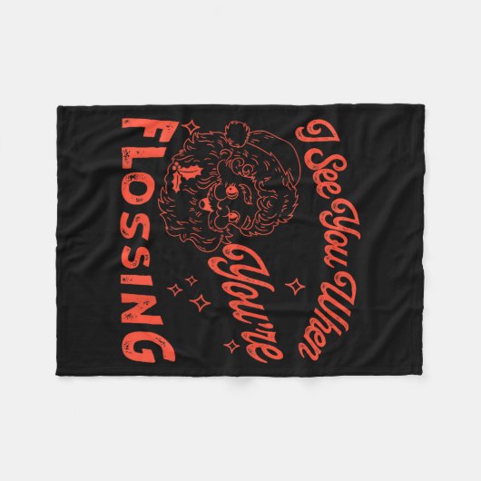 Retro Weihnachtsmann Ich sehe dich, wenn du Dental Fleecedecke (Vorderseite (Horizontal))