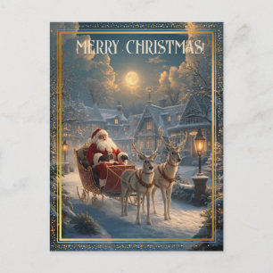 Retro Weihnachtsmann Individuelle Adresse Foto Kla Feiertagspostkarte