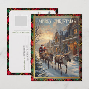 Retro Weihnachtsmann Individuelle Adresse Klassisc Feiertagspostkarte